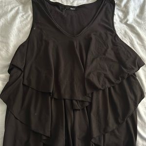 Modern Ruffle Tank Blouse (Size L/XL) (Black)